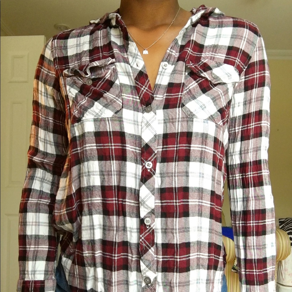 Red flannel pattern hoodie